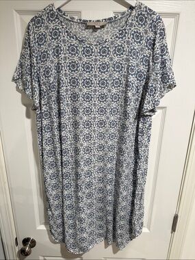 Loft Women's Blue Floral Print Casual Dress size 16